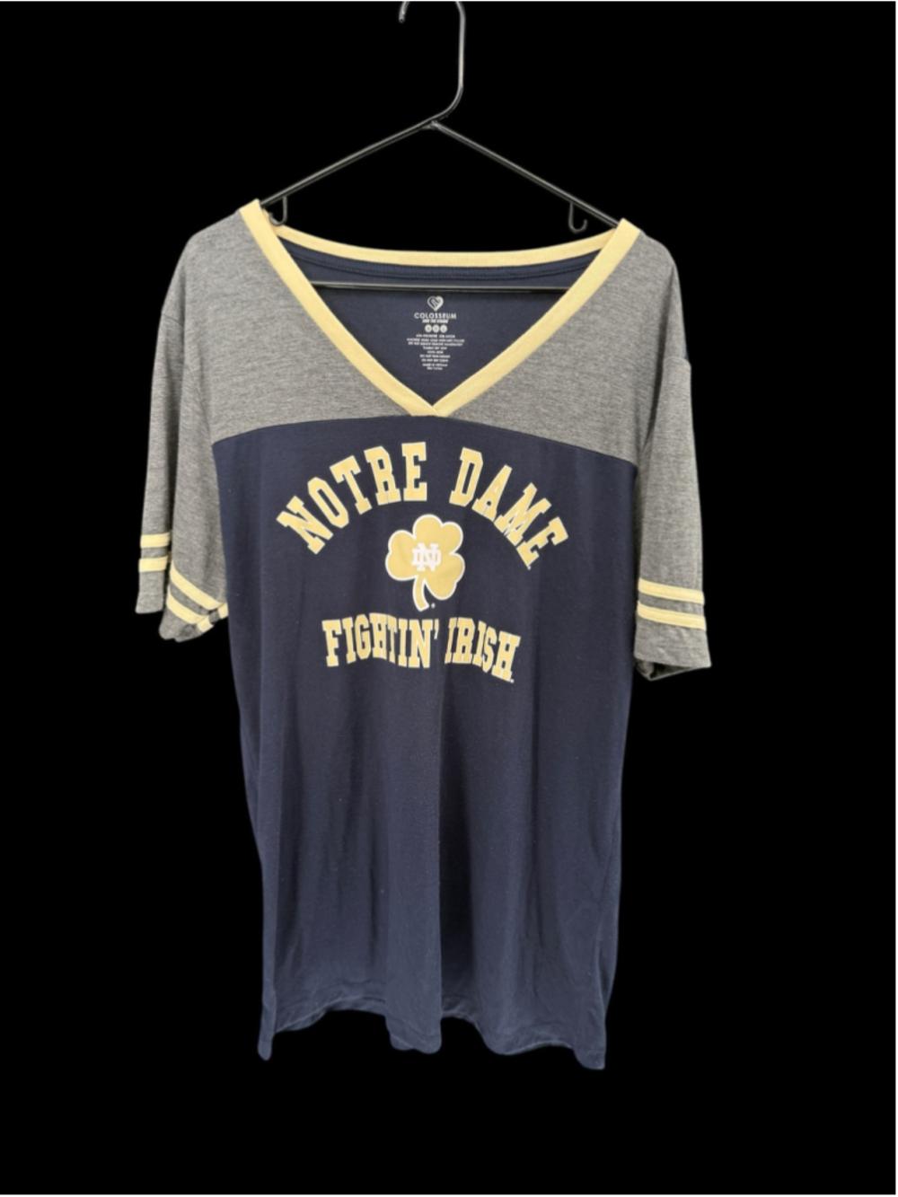 Women's Colosseum Notre Dame Fighting Irish Tee XXL Blue Grey